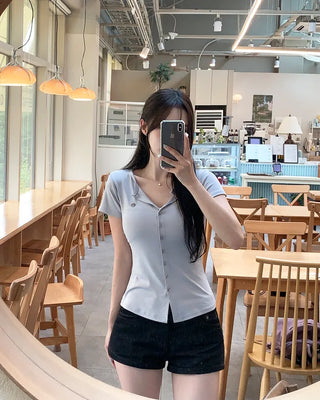 Pendant short-sleeved cardigan