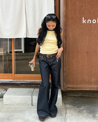 Wide Flare Rigid Denim Pants