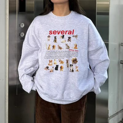 Animal print fleece-lined sweatshirt