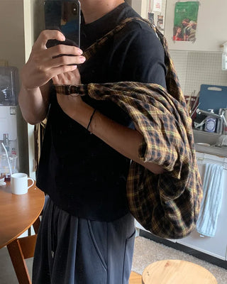 Checkered cloth big bag