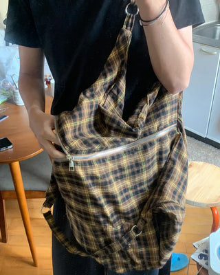 Checkered cloth big bag
