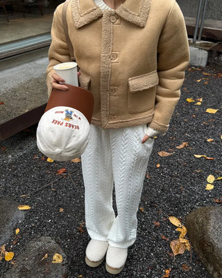Color pocket sheepskin jacket