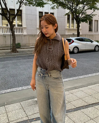 Cable knit vest