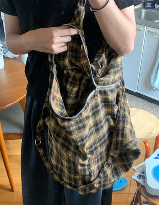 Checkered cloth big bag