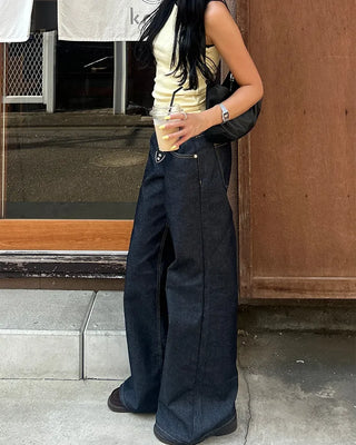 Wide Flare Rigid Denim Pants