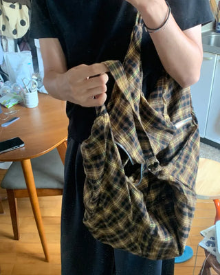 Checkered cloth big bag