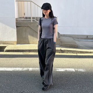 Track line wide pants