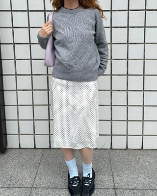 Satin polka dot midi skirt