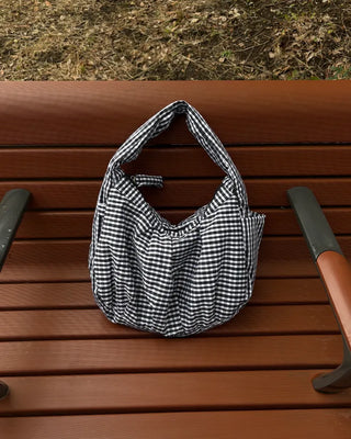 Tartan check one-shoulder hobo bag