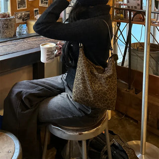 Leopard print tote and shoulder bag