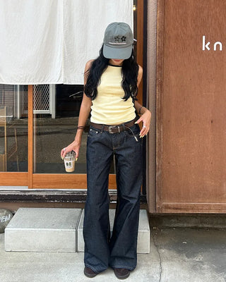 Wide Flare Rigid Denim Pants