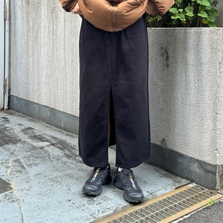 Cotton front slit long skirt