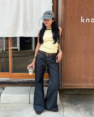 Wide Flare Rigid Denim Pants