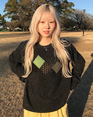 Argyle patch knit