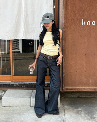Wide Flare Rigid Denim Pants