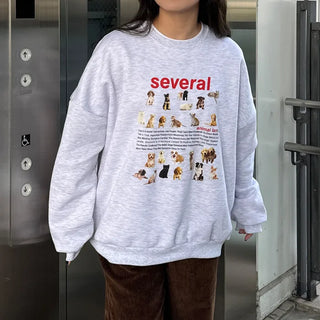 Animal print fleece-lined sweatshirt