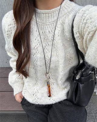 Simple round neck point knit