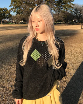 Argyle patch knit