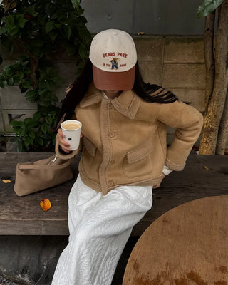 Color pocket sheepskin jacket