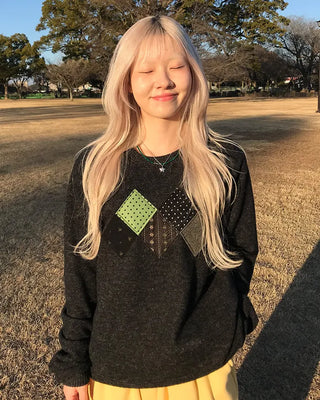 Argyle patch knit