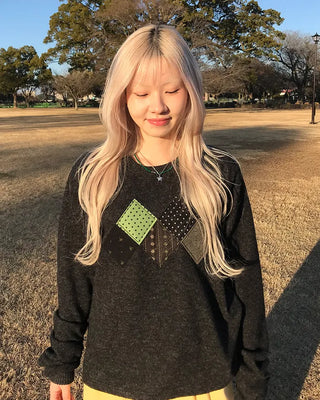 Argyle patch knit