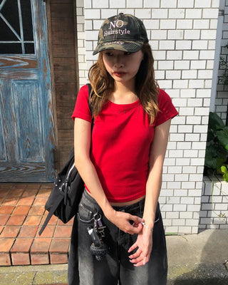 Studded Jewel Neck French T-Shirt