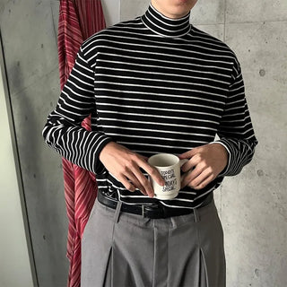 Half-neck striped T-shirt