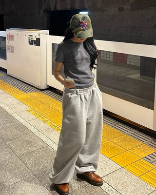 (Unisex) Check Layered Belt Loop Sweatpants