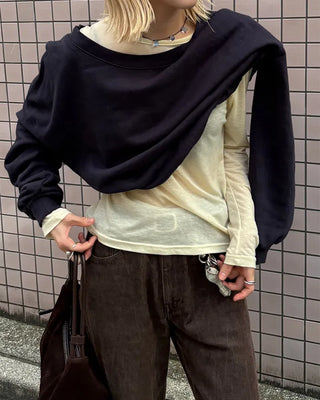 One-shoulder oversized sweatshirt