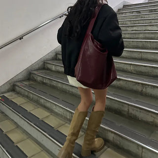 Faux leather shoulder bag