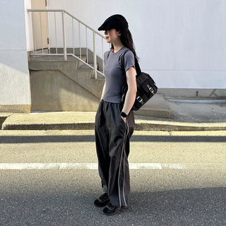 Track line wide pants