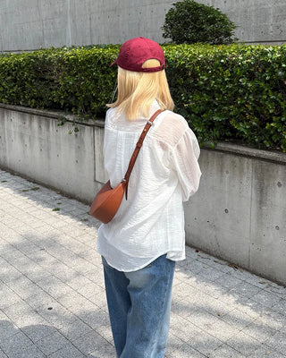 Round hem sheer loose shirt