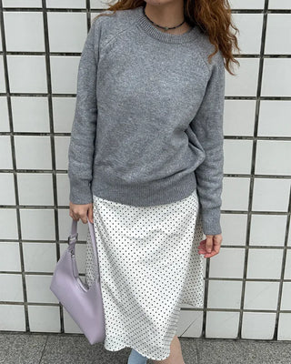 Satin polka dot midi skirt