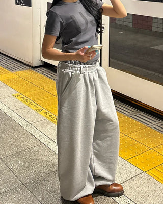 (Unisex) Check Layered Belt Loop Sweatpants