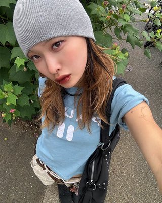 PAUSE Patch Semi-Cropped Half T-Shirt