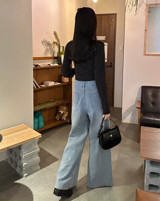 Wide bootcut denim pants