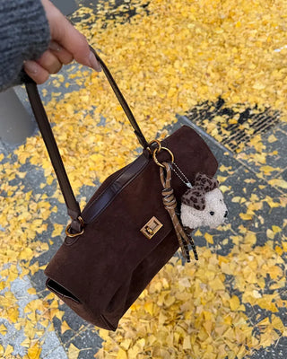 Suede gold buckle bag