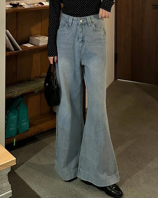 Wide bootcut denim pants
