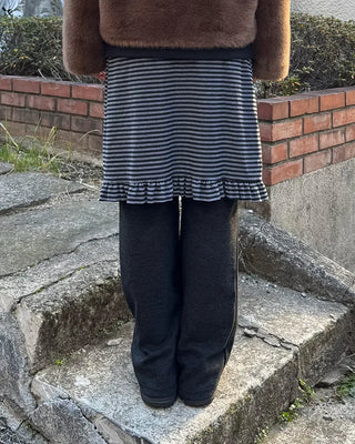 Striped frill skirt and layered pants