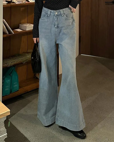 Wide bootcut denim pants