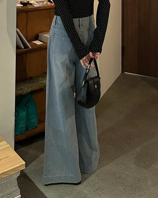 Wide bootcut denim pants