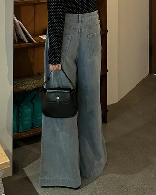Wide bootcut denim pants