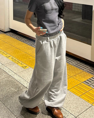 (Unisex) Check Layered Belt Loop Sweatpants