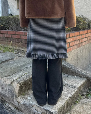 Striped frill skirt and layered pants