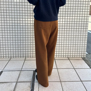 Colored cotton wide-leg pants