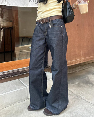 Wide Flare Rigid Denim Pants