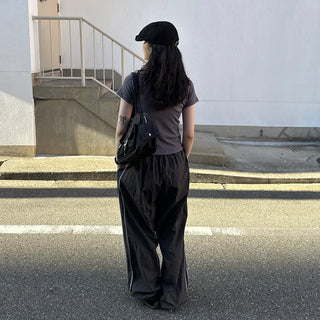Track line wide pants