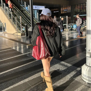 Faux leather shoulder bag