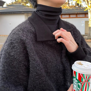 Boa High-Neck Cardigan