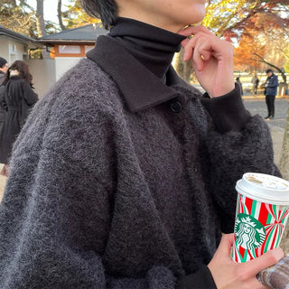 Boa High-Neck Cardigan